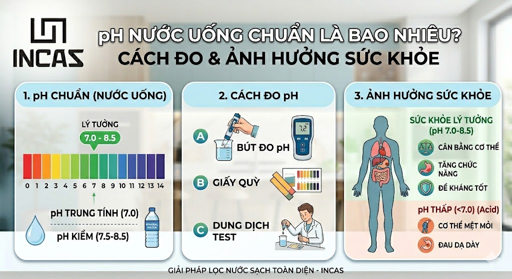 pH nước uống chuẩn là bao nhiêu? Cách đo & ảnh hưởng sức khỏe