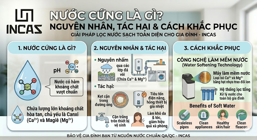 Nước cứng là gì? Nguyên nhân, tác hại & cách khắc phục