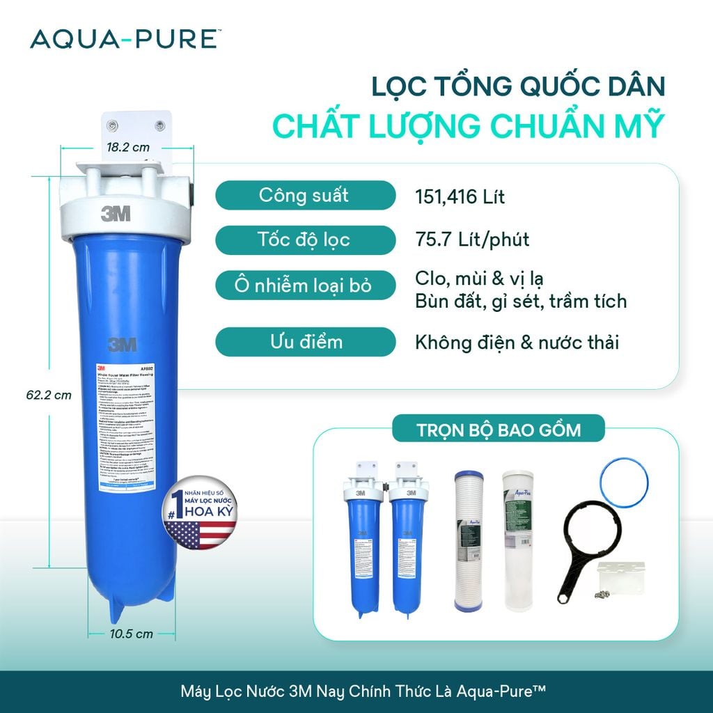Lọc tổng đầu nguồn Mỹ 3M Aqua-Pure AP802B-817