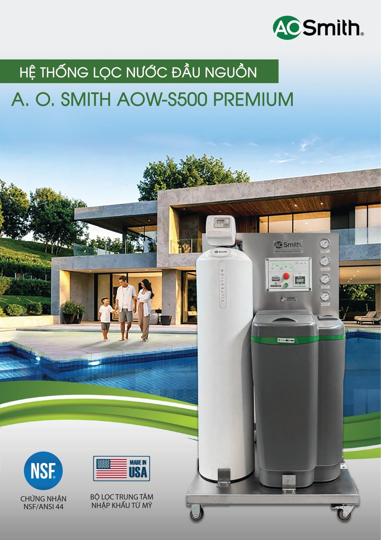 Hệ thống lọc nước đầu nguồn AOW-S500 PREMIUM — máy lọc nước chính hãng INCAS