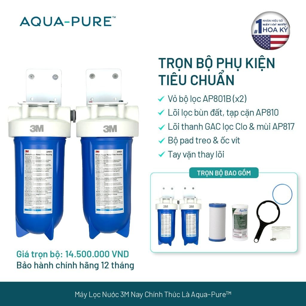 Máy Lọc Nước Tổng Đầu Nguồn Cao Cấp 3M™ Aqua-Pure™ AP801B-817 ảnh 2